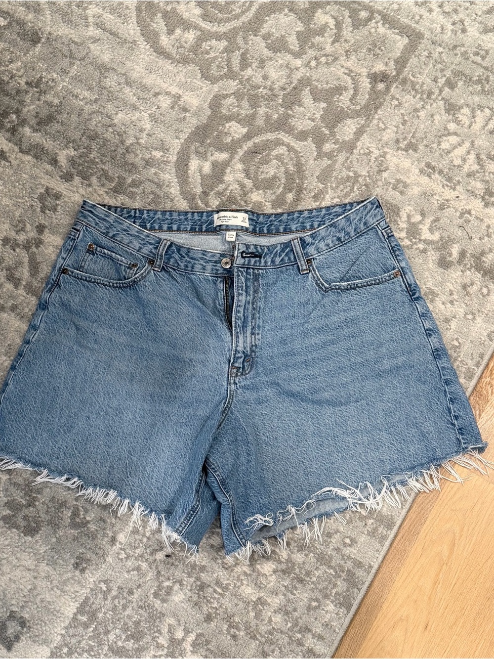 Abercrombie High-Rise Light Blue Denim Shorts